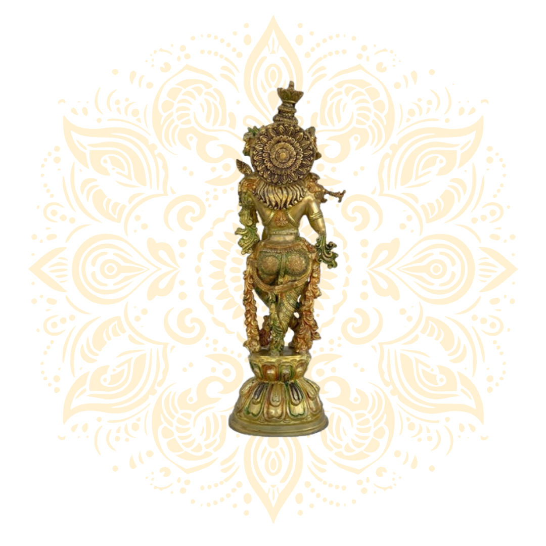 Brass Krishna Hand-Painted