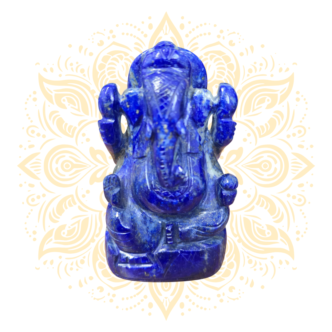 Gemstone Lapis Lazuli Ganesh Murti 4" - Matchless Gifts1