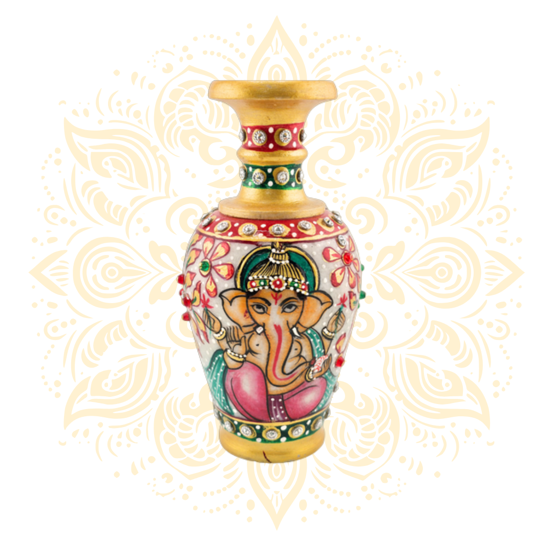 Hand-Painted Marble Vase 6"