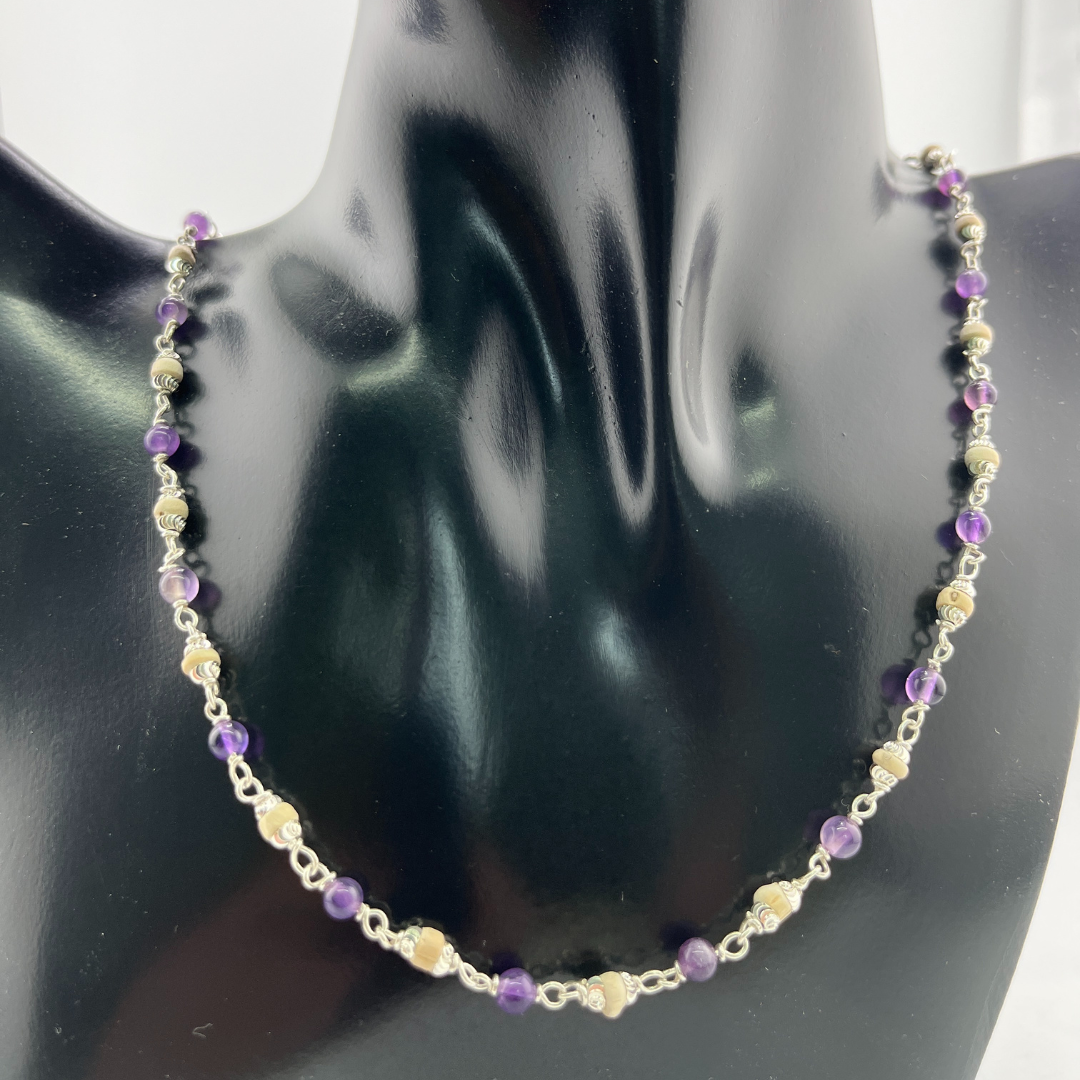 Silver Tulasi Kanthi Mala with Natural Stone