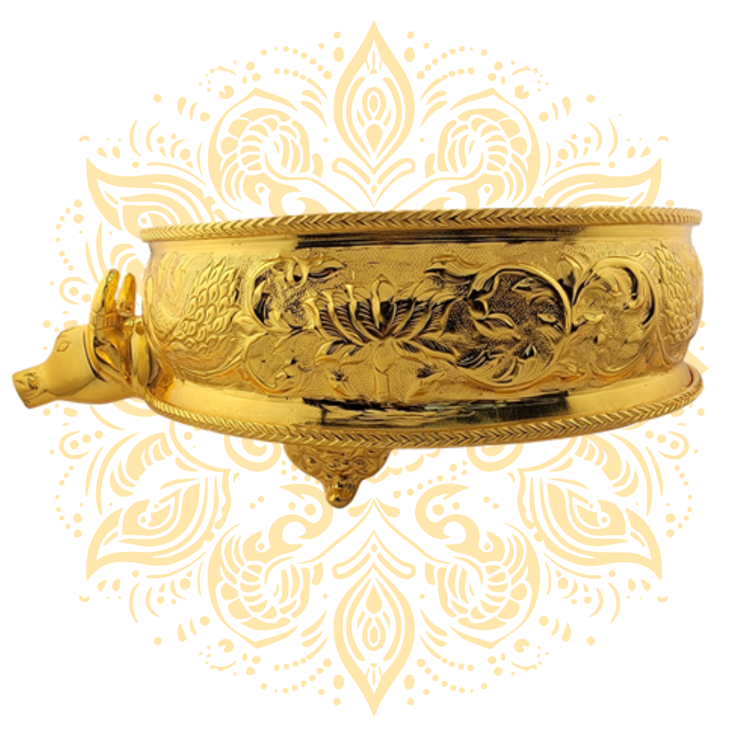 Brass Abhishek Tray w/ Bull Nandi Head Spout