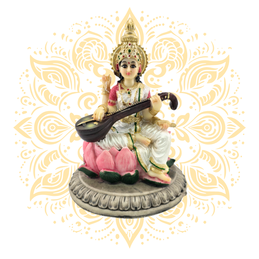 Polyresin Saraswati 6"