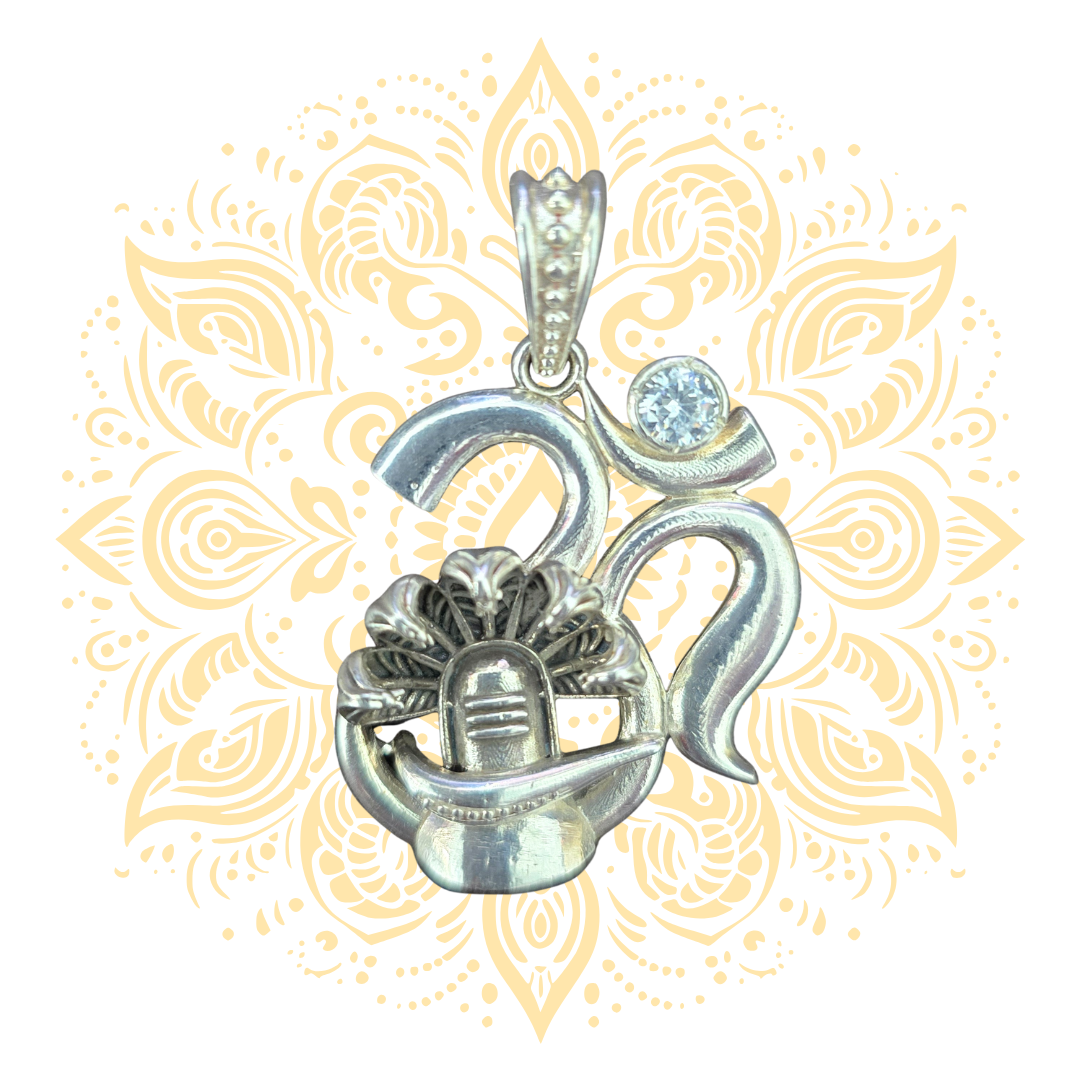925 Sterling Silver Om Shiva Pendant 1.5" - Matchless Gifts