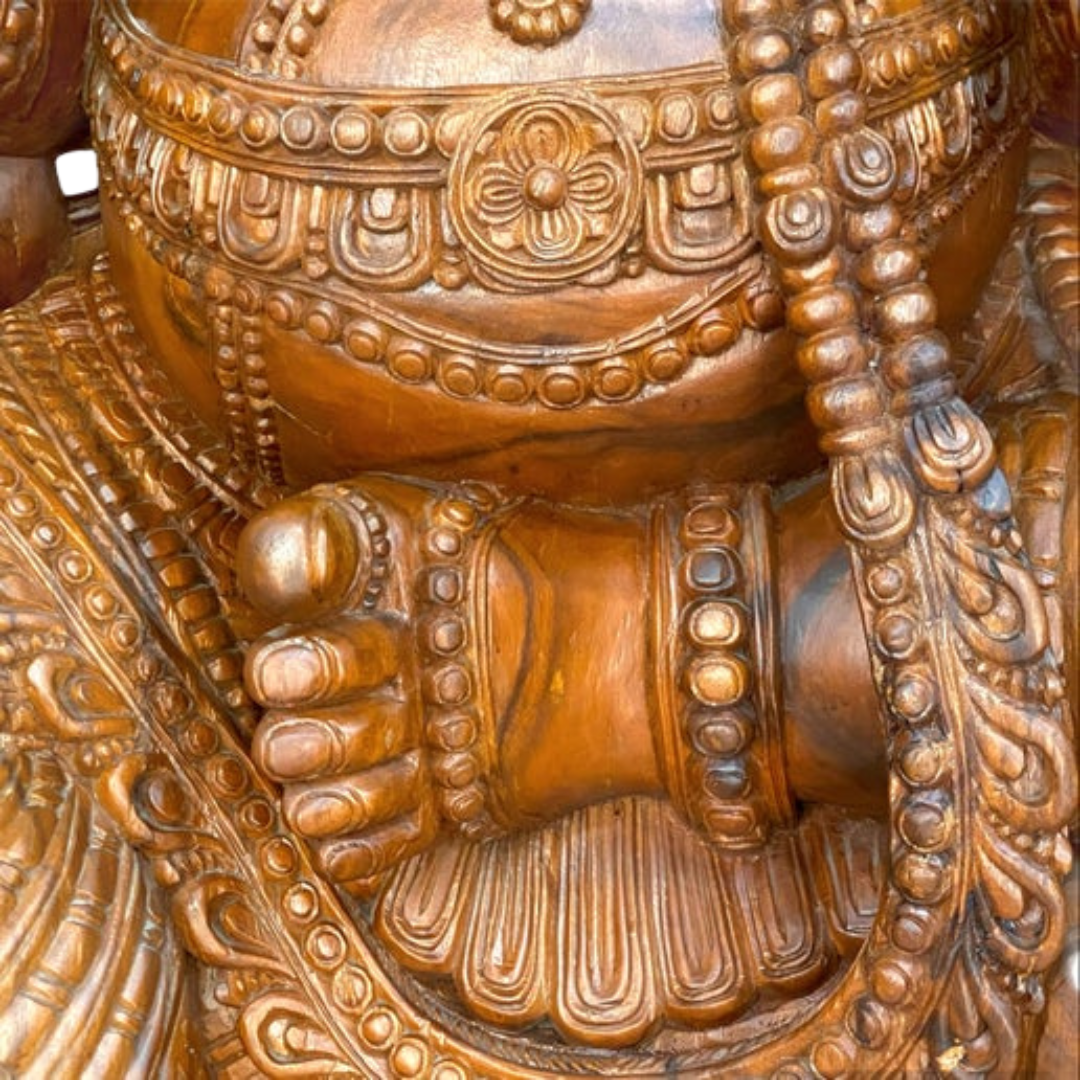 Hand Carved Wooden Ganesh Statue 8' 4"