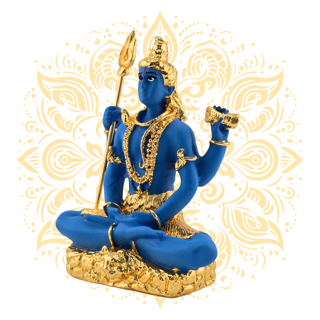 Polyresin Shiva Blue & Gold 3"