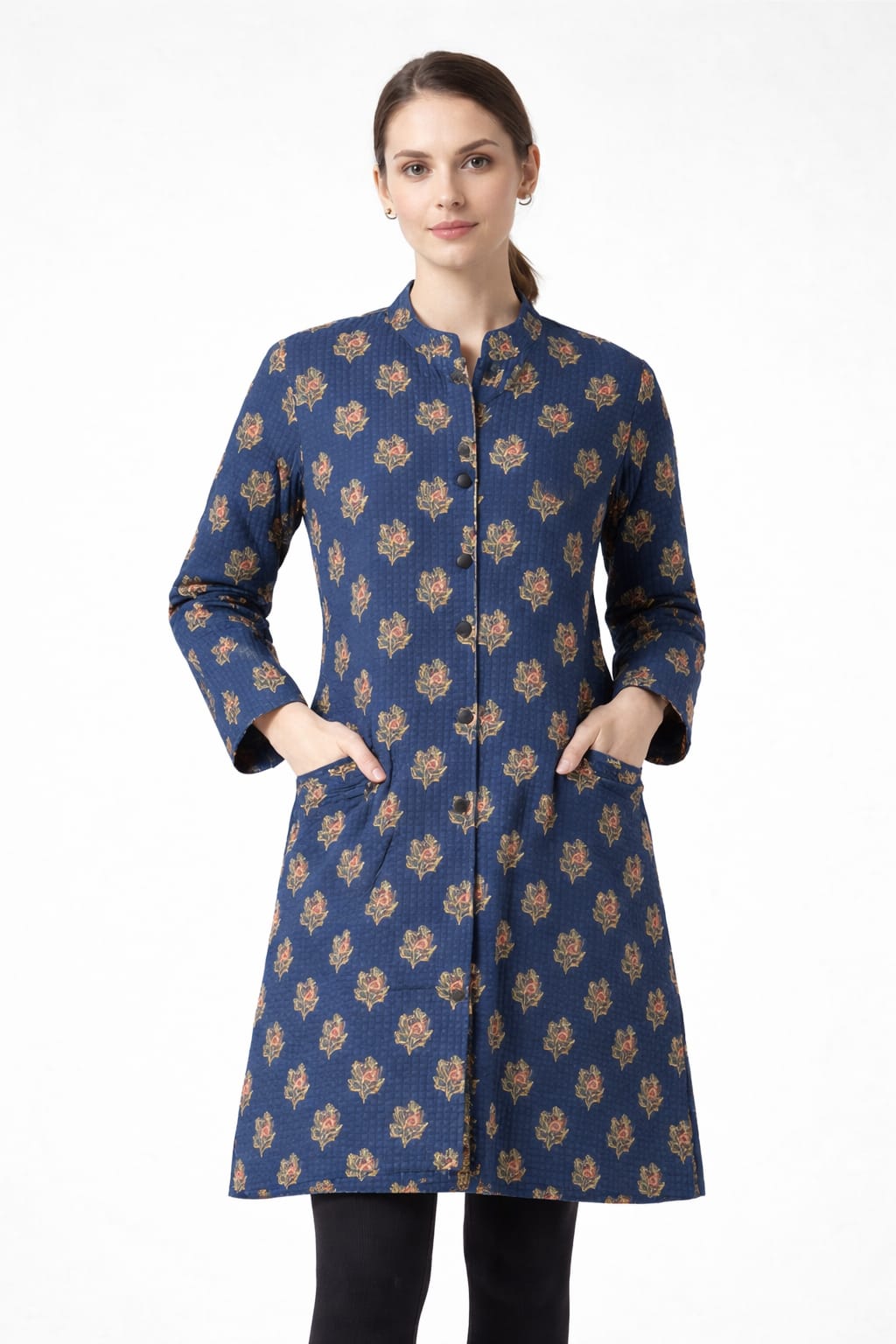 Women's Cotton Printed Collared Jacket - Matchless Gifts