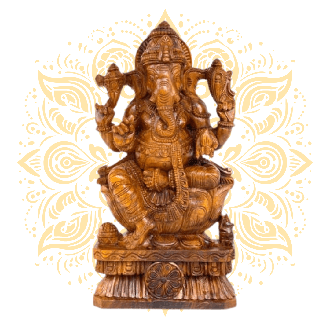 Handcrafted Wooden Ganesh Deity 24" - Matchless Gifts3
