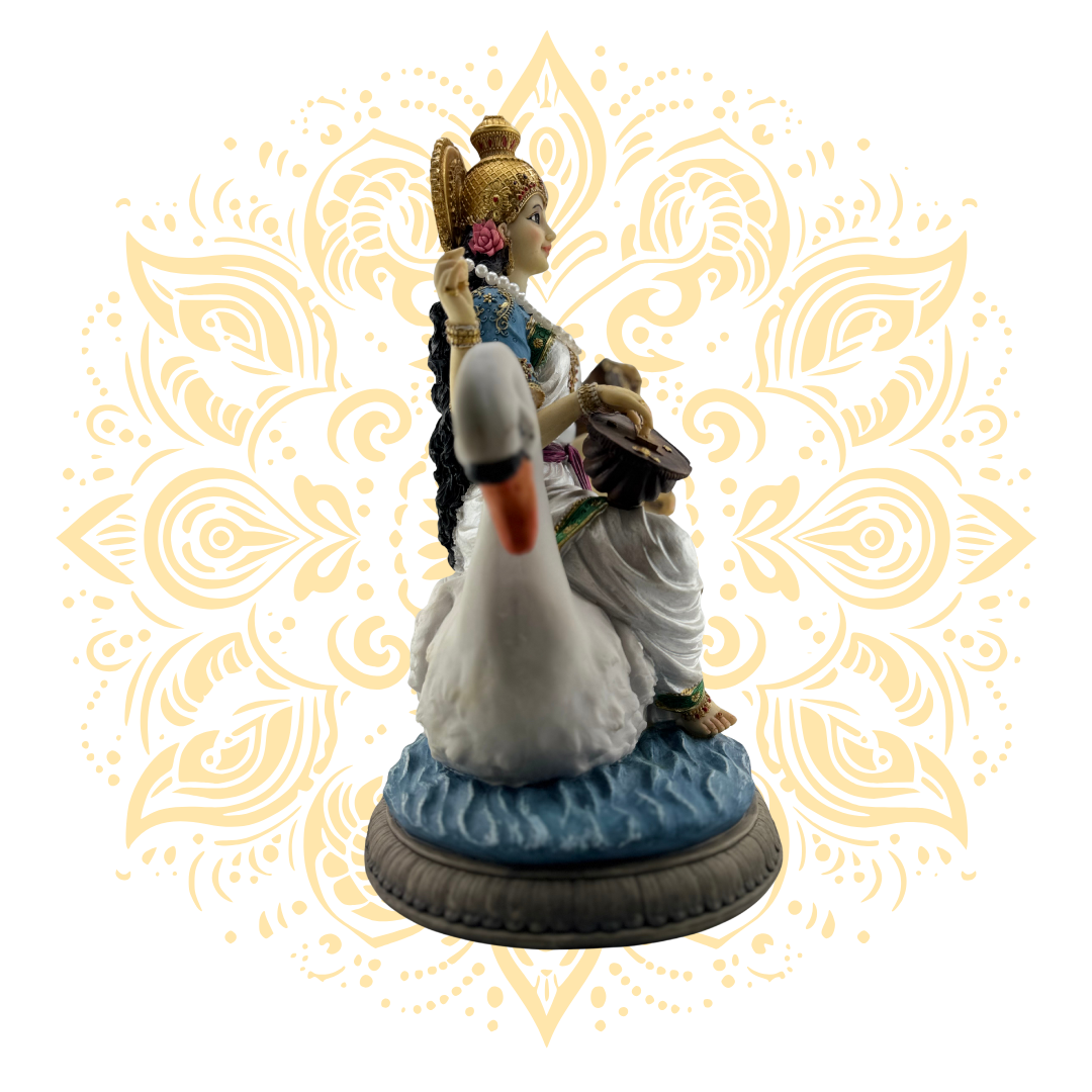 Polyresin Saraswati on Swan 13.5"