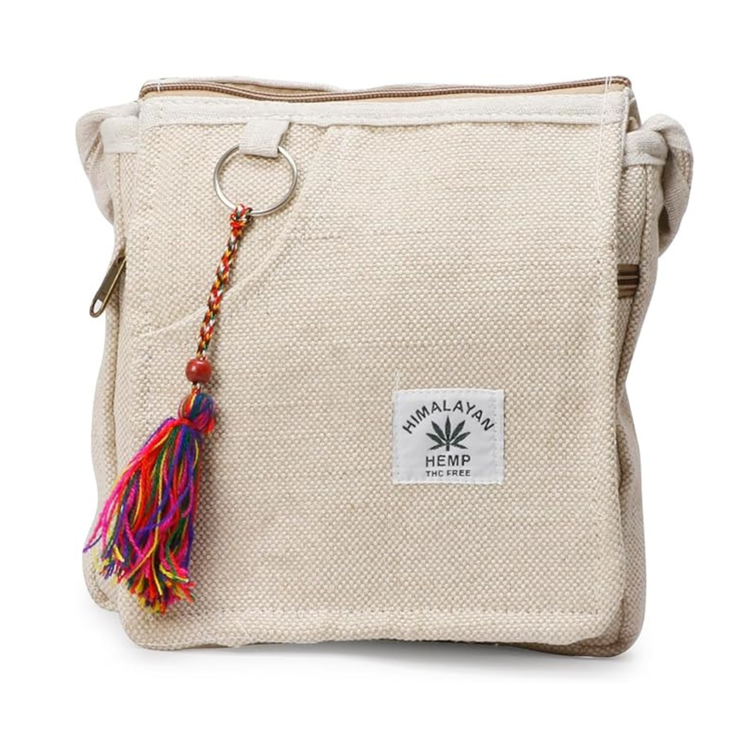 Small Handmade Hemp Bag w/ Strap 7" x 7.5"