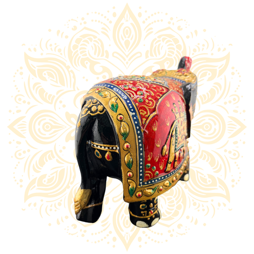 Wooden Black & Red Painted Elephant 5" - Matchless Gifts