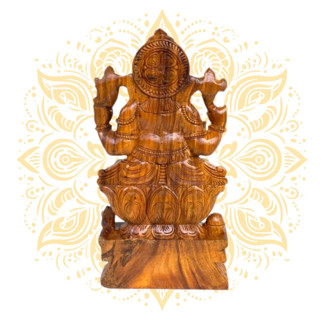 Handcrafted Wooden Ganesh Deity 24"