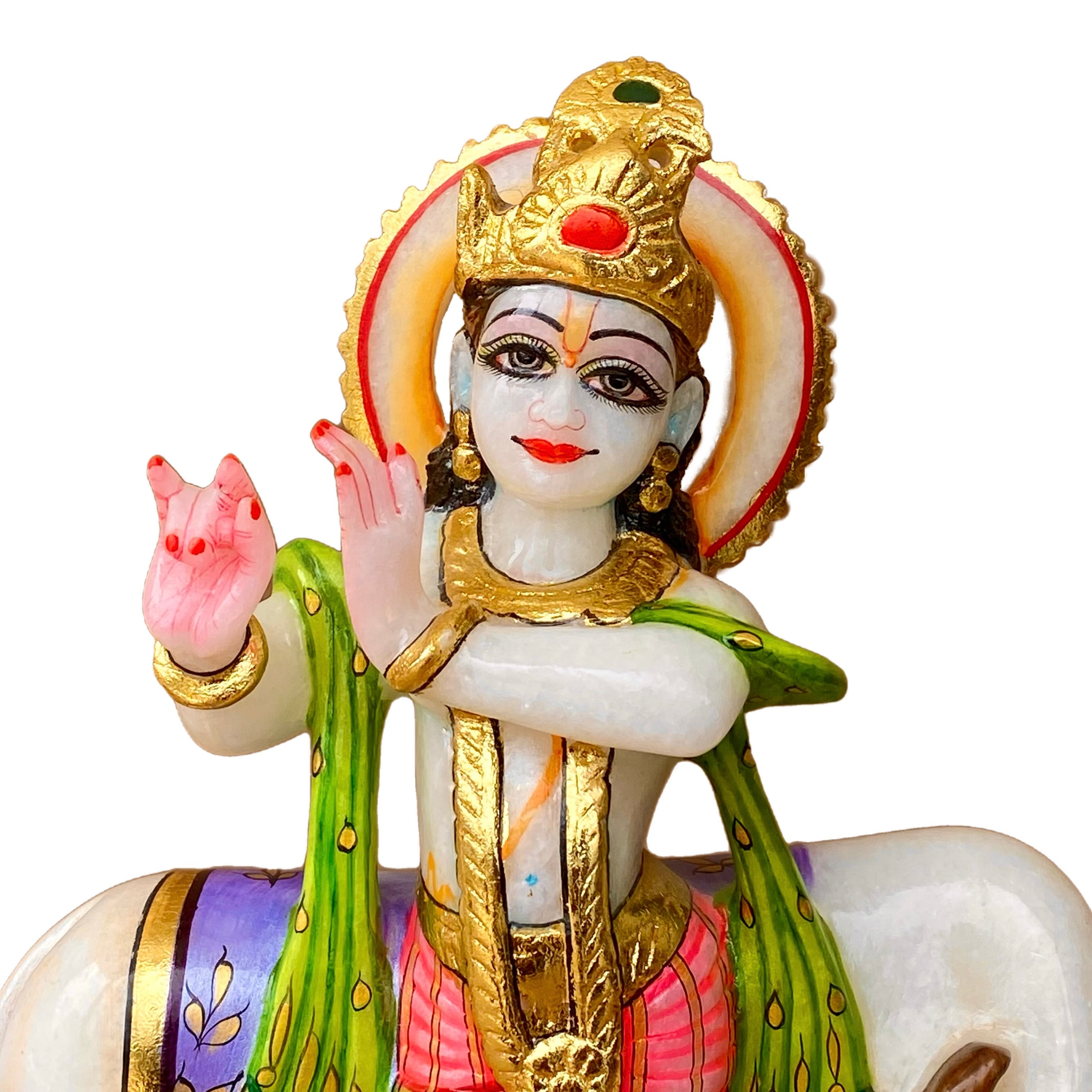 Gopal Krishna w/ Cow Murti 10" - Matchless Gifts4