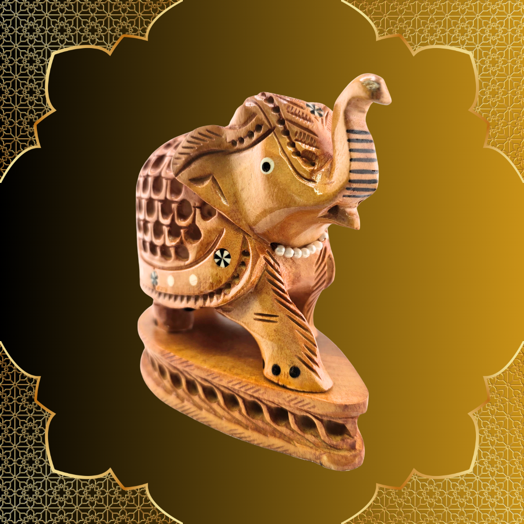 Wooden Jaali Inlay Work Elephant