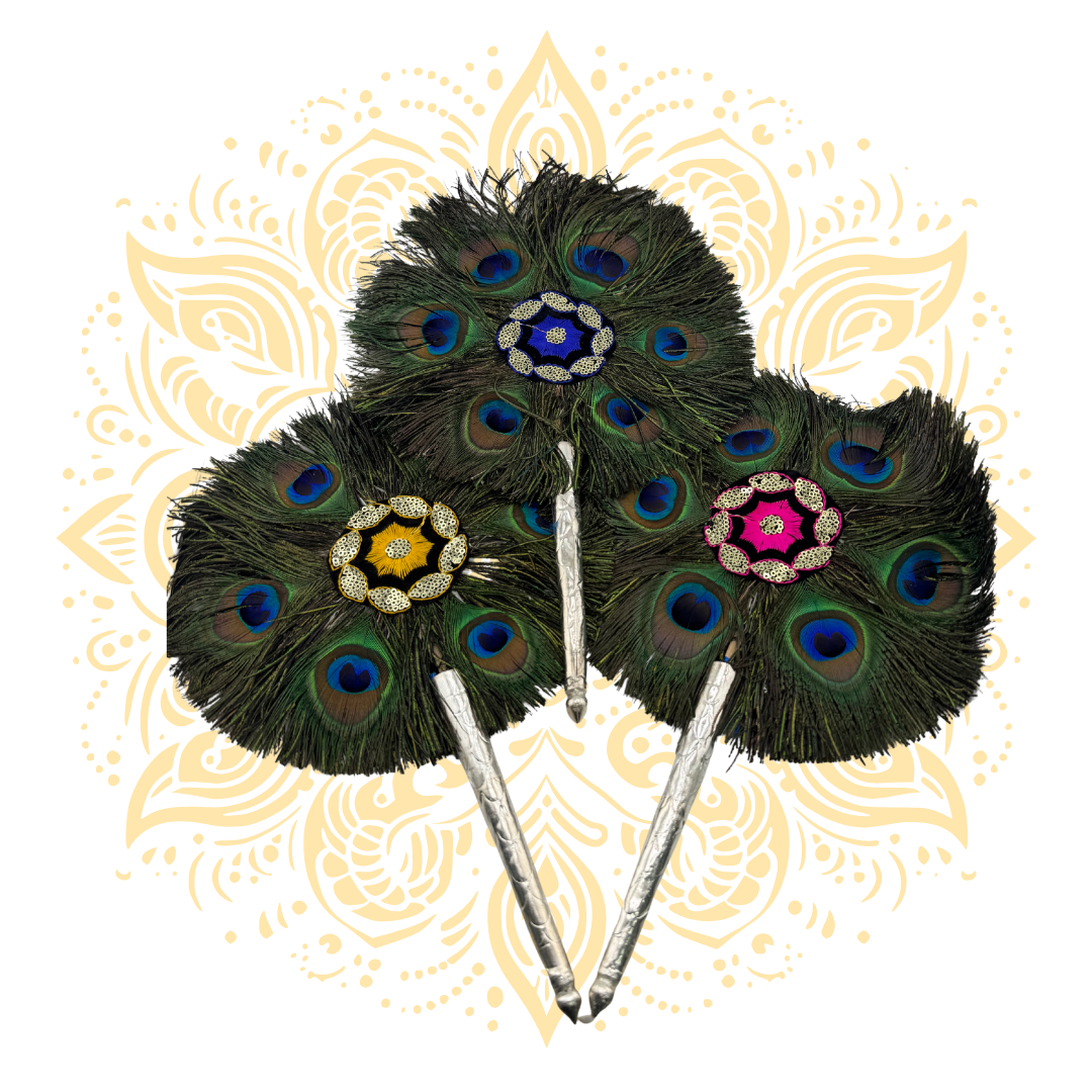 Peacock Feather Hand Fan 8"