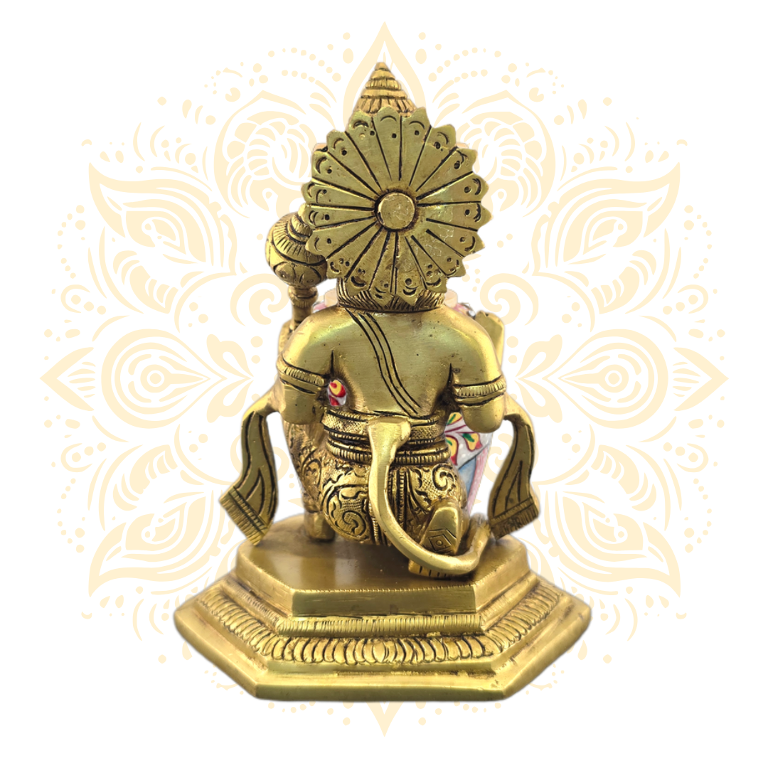 Brass Hanuman Kneeling Murti 6.5" - Matchless Gifts5