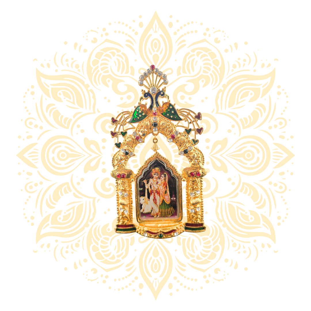 Moksha Golden Metal Deity Mini Mandir Stand