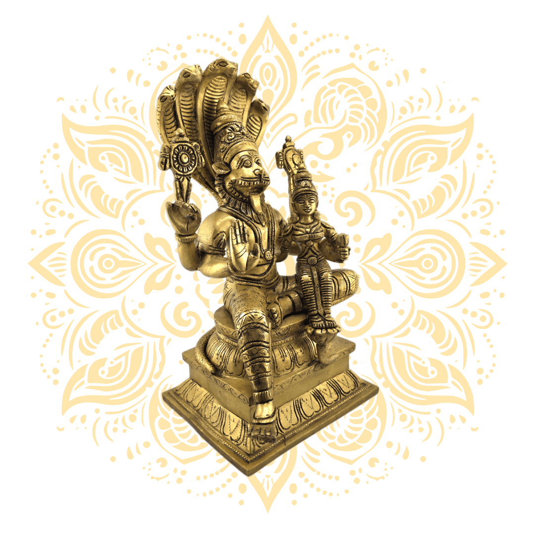 Brass Narasimha W/ Ananta Sesa 14" - Matchless Gifts
