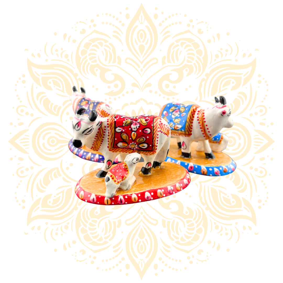Handcrafted Metal Cow & Calf Figurine 2" - Matchless Gifts1