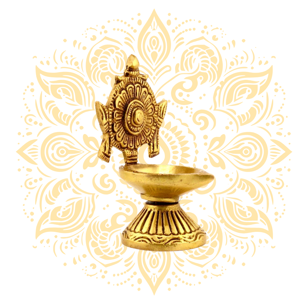 Brass Shanka Chakra Deepak 4"