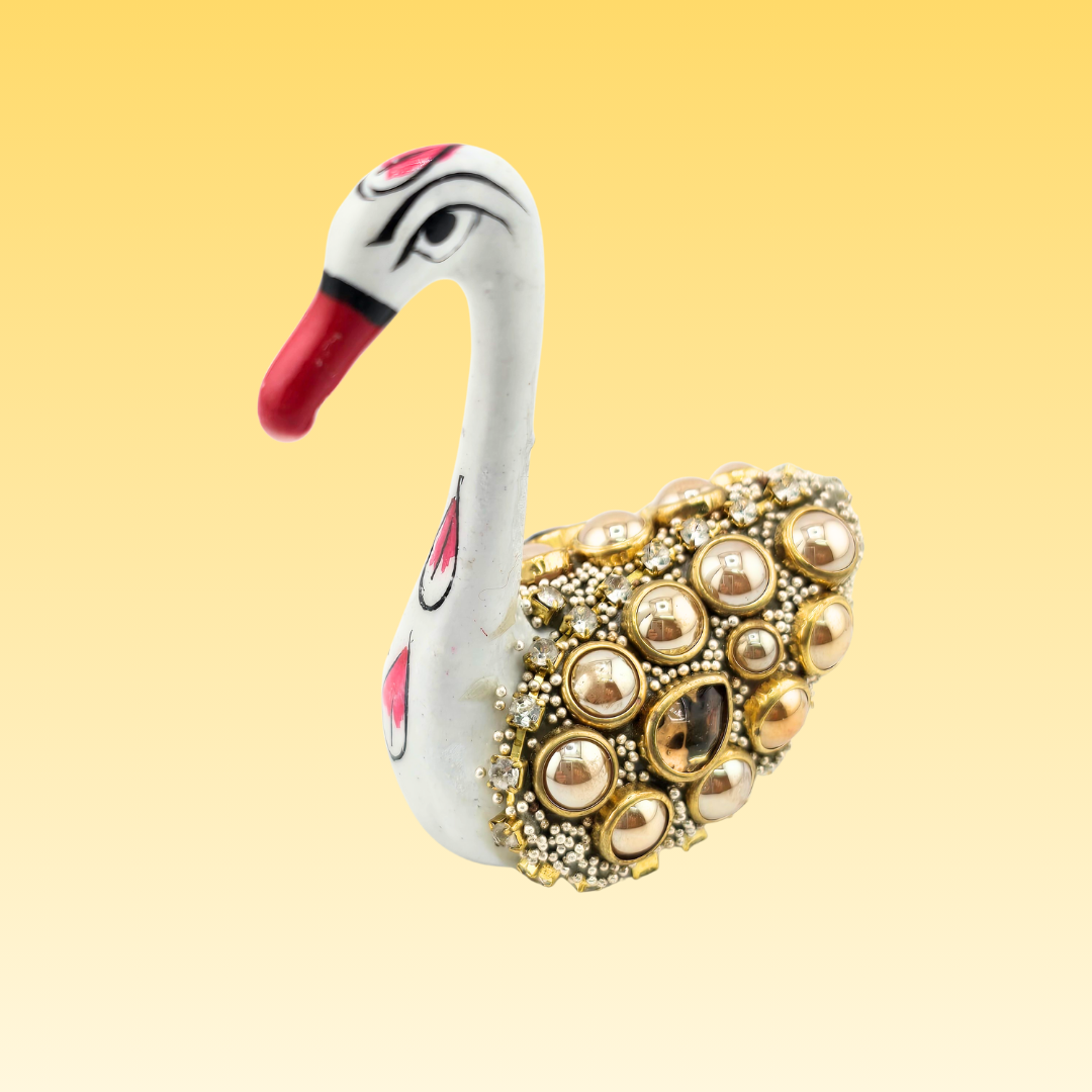 Aluminium Pearl & Kundan Swan