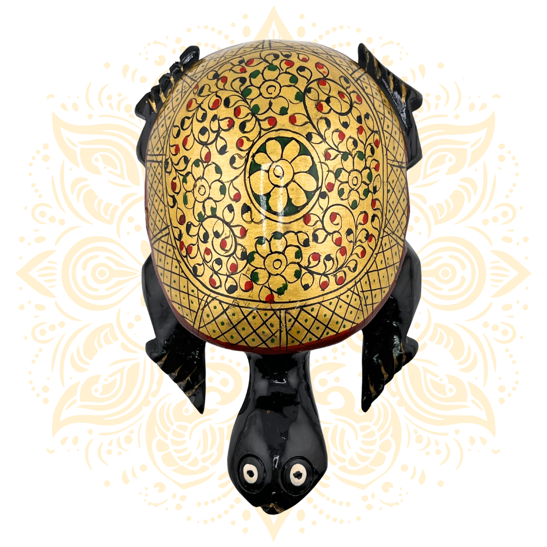 Wooden Black Painted Tortoise