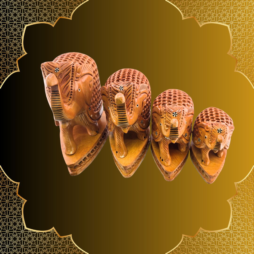 Wooden Jaali Inlay Work Elephant
