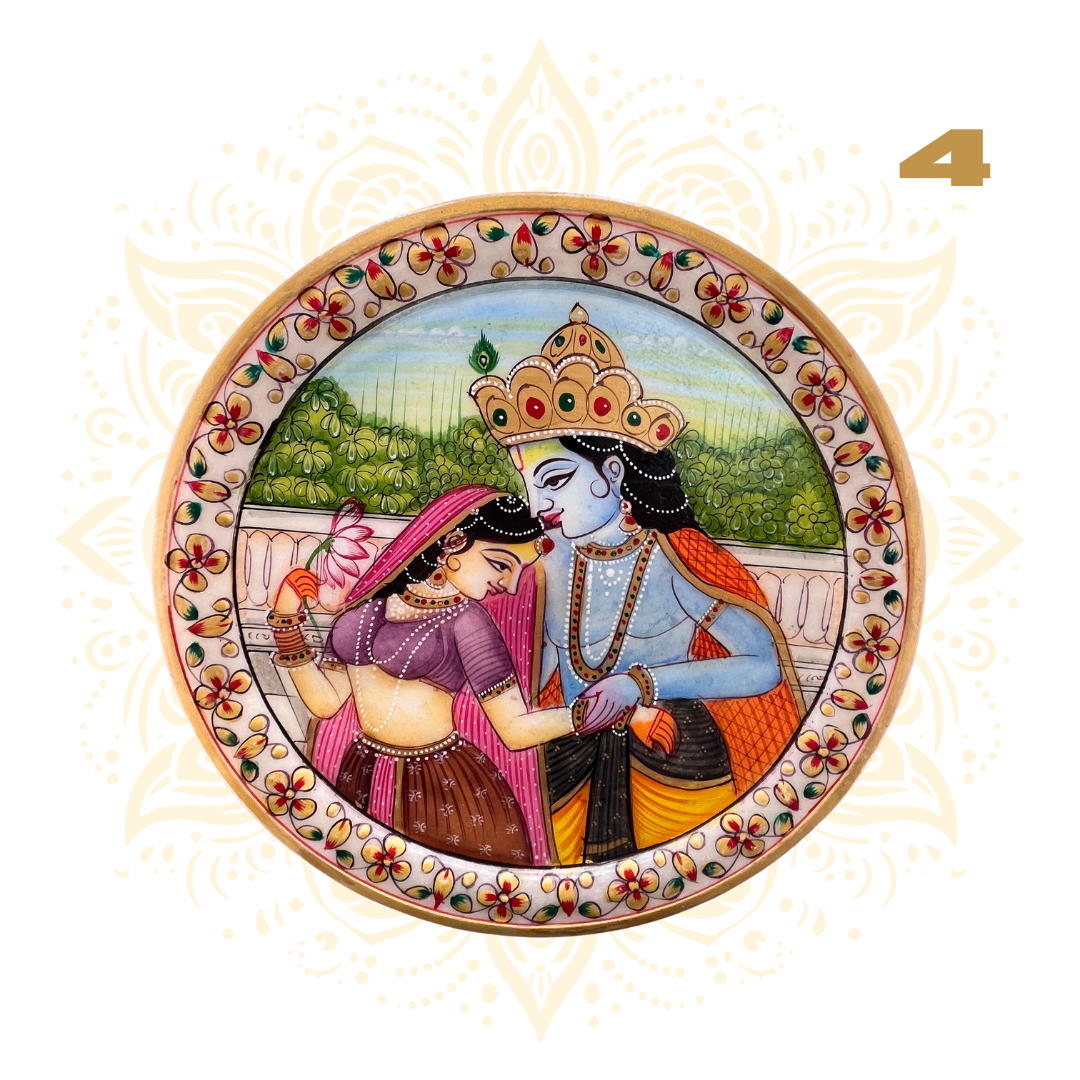 Hand-Painted Marble Plate - Radha Krishna 9" - Matchless Gifts6