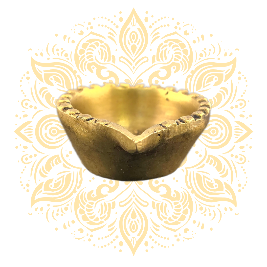 Brass Deepak Round Swastik 1" x 1.75" - Matchless Gifts