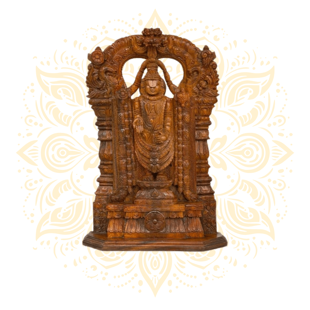 Hand-Carved Wooden Balaji Murti – Lord Venkateswara - Matchless Gifts1