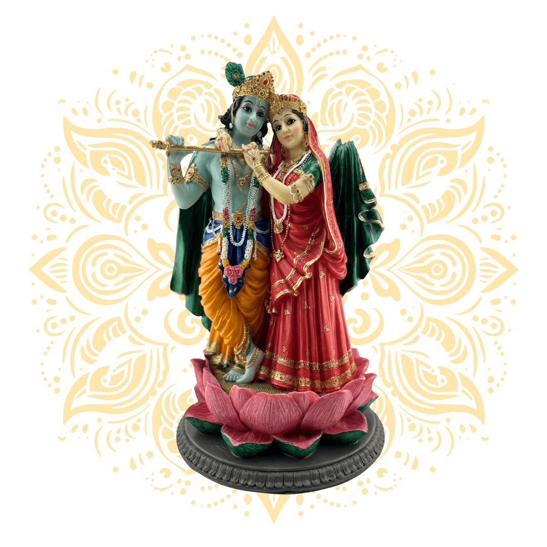 Polyresin Radha Krishna on Lotus - Matchless Gifts