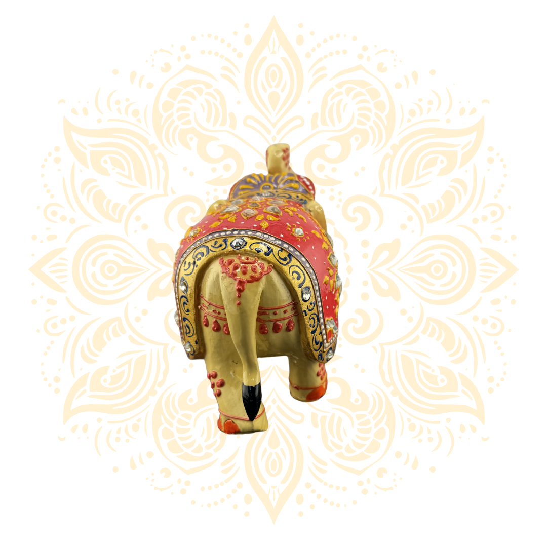 Wooden Red Painting Elephant