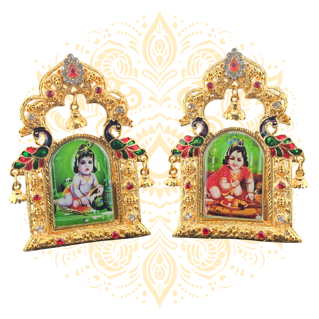 4 Inch Gold Mini Mandir Stand with Bells