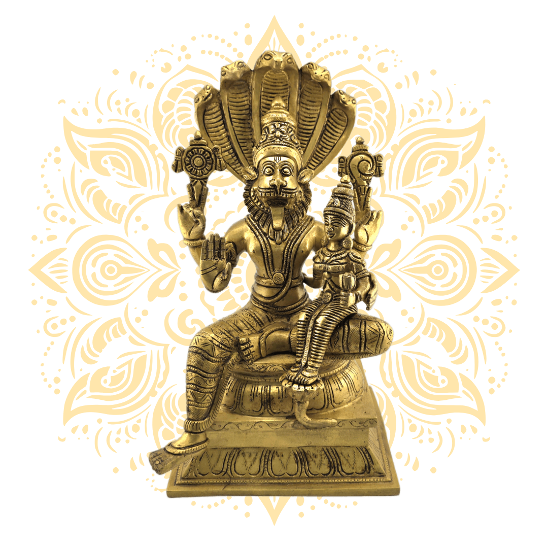 Brass Narasimha W/ Ananta Sesa 14" - Matchless Gifts
