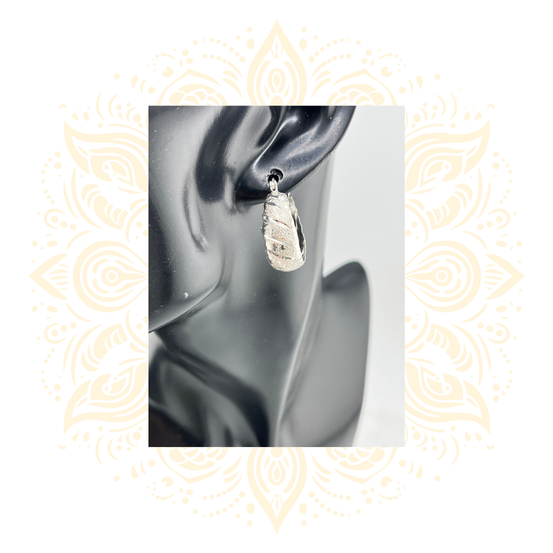 925 Sterling Silver Textured Hoop Earrings