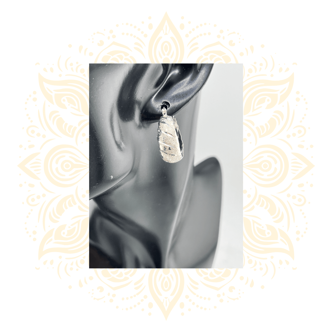 925 Sterling Silver Textured Hoop Earrings - Matchless Gifts1