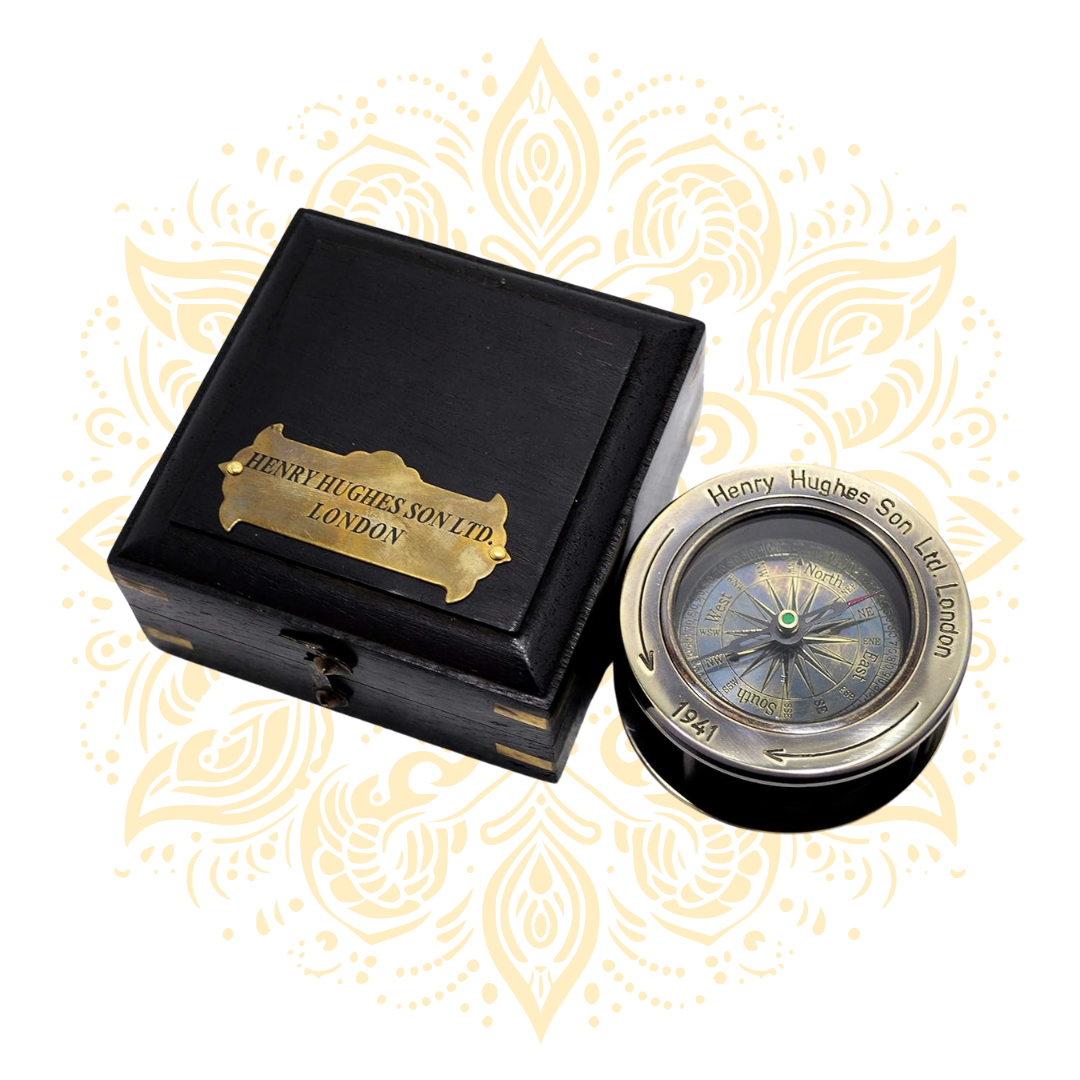 Brass Slide Out Compass Flip Out Magnifier