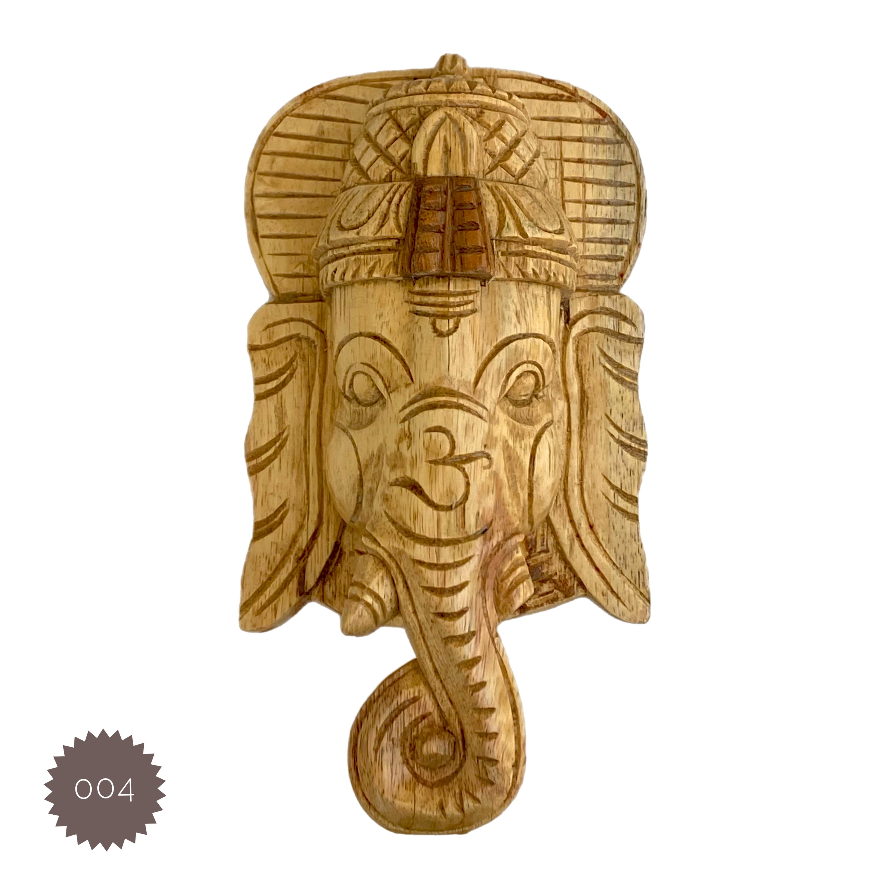 Hand-Carved Wooden Ganesha Face