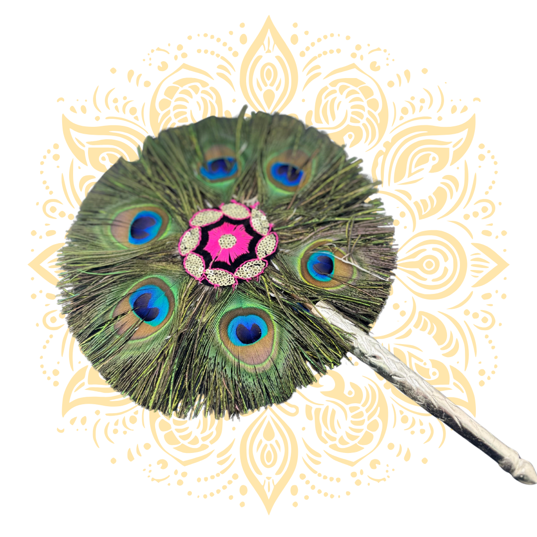 Peacock Feather Hand Fan 8"