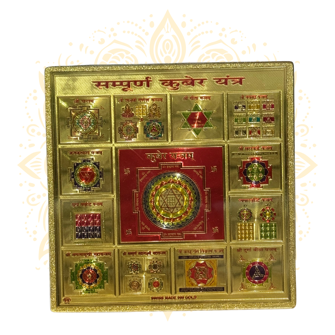 24K Gold Plated Sampurna Kuber Yantra Frame - Matchless Gifts