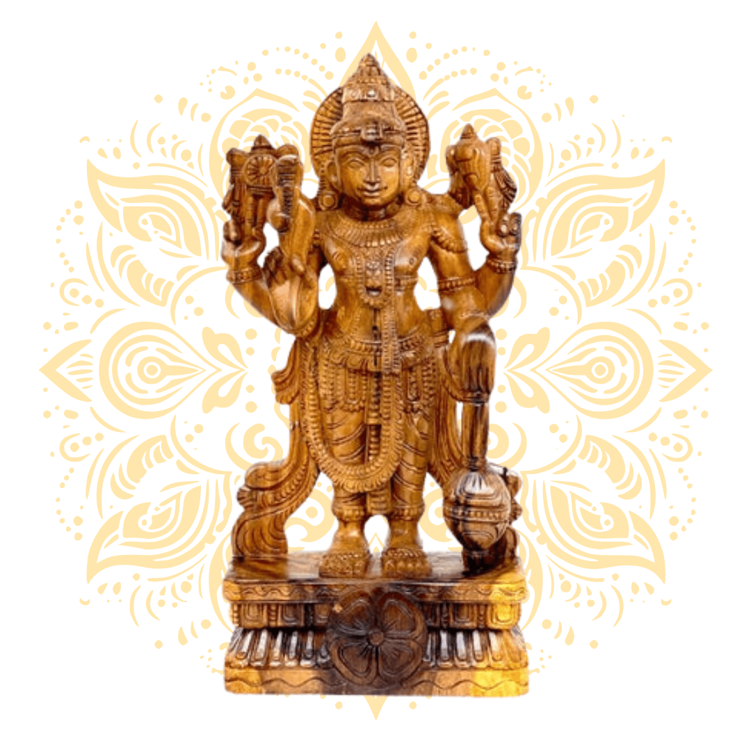 Hand-Carved Wooden Lord Vishnu Murti - Matchless Gifts4