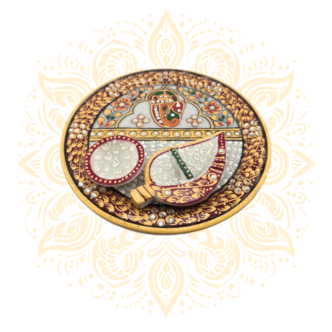 Marble Ganesh Plate 7" - Matchless Gifts