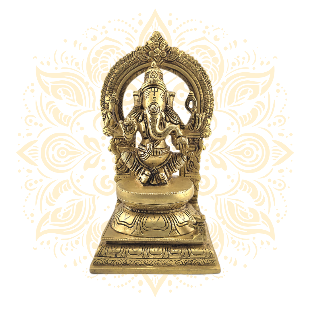 Brass Ganesh Deity w/ Ornate Arch - Matchless Gifts1