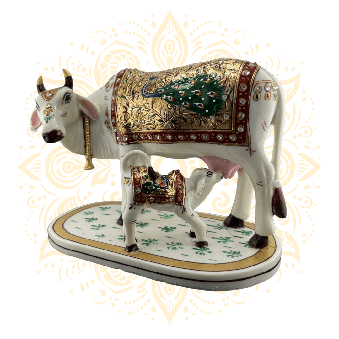 Marble Cow w/ Calf Figurine 7" - Matchless Gifts5