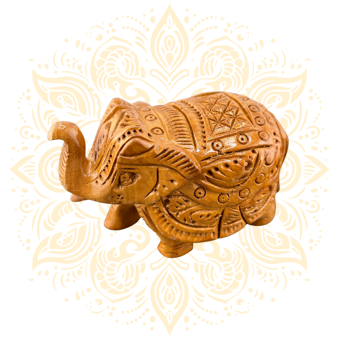 Hand-Carved Wooden Elephant Figurine 2" - Matchless Gifts1