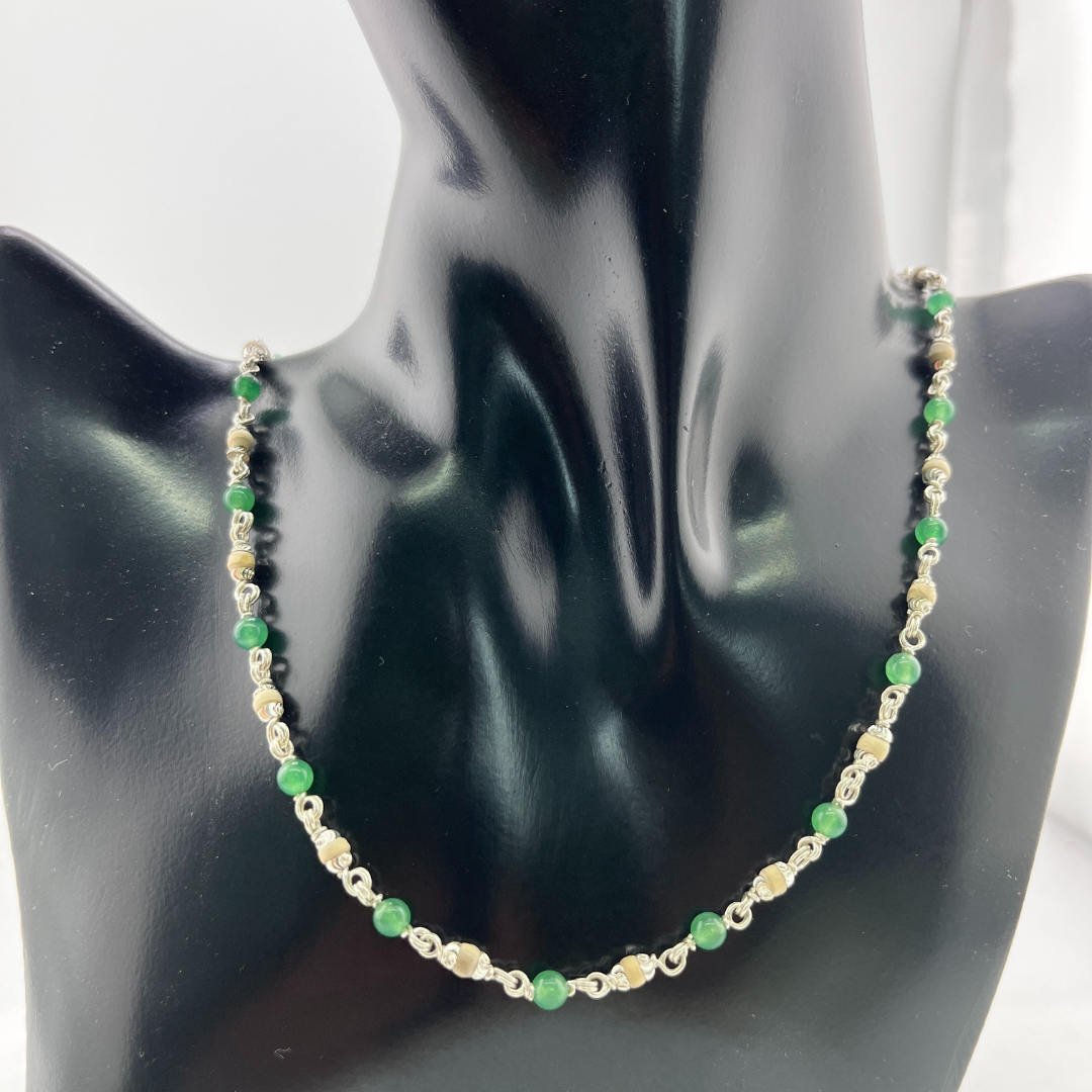 Silver Tulasi Kanthi Mala with Natural Stone