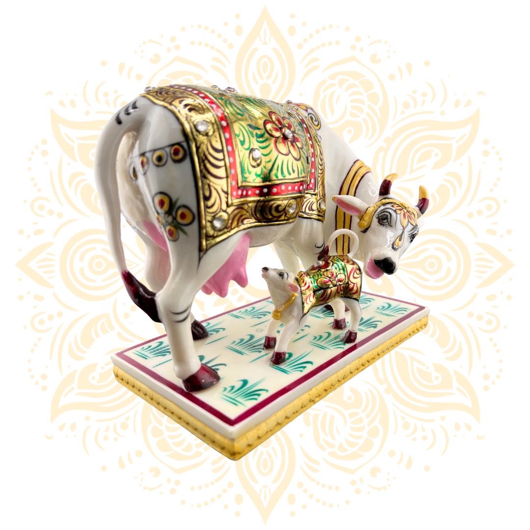 Handcrafted Marble Cow & Calf Figurine 5.5" - Matchless Gifts6