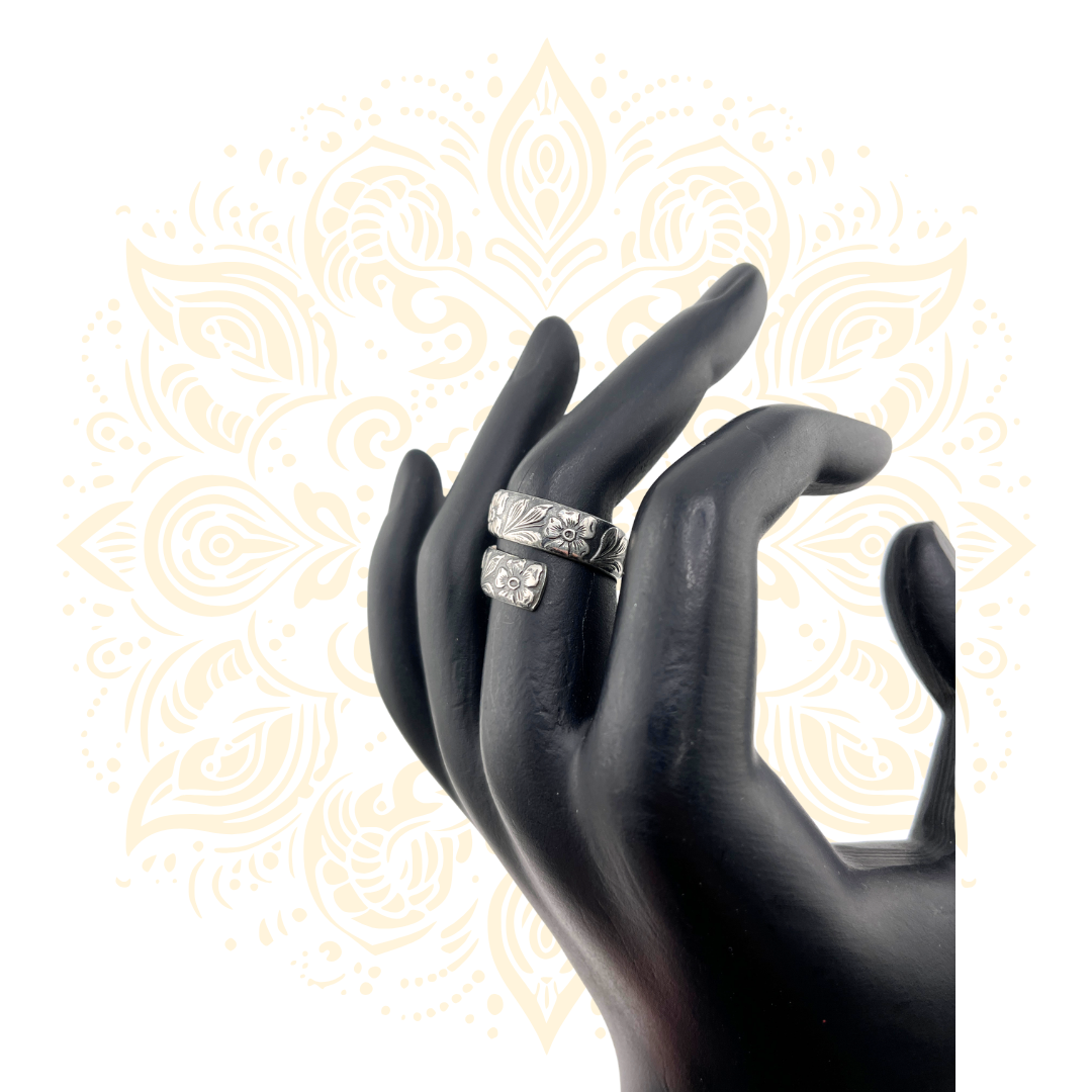 925 Sterling Silver Floral Wrap Ring