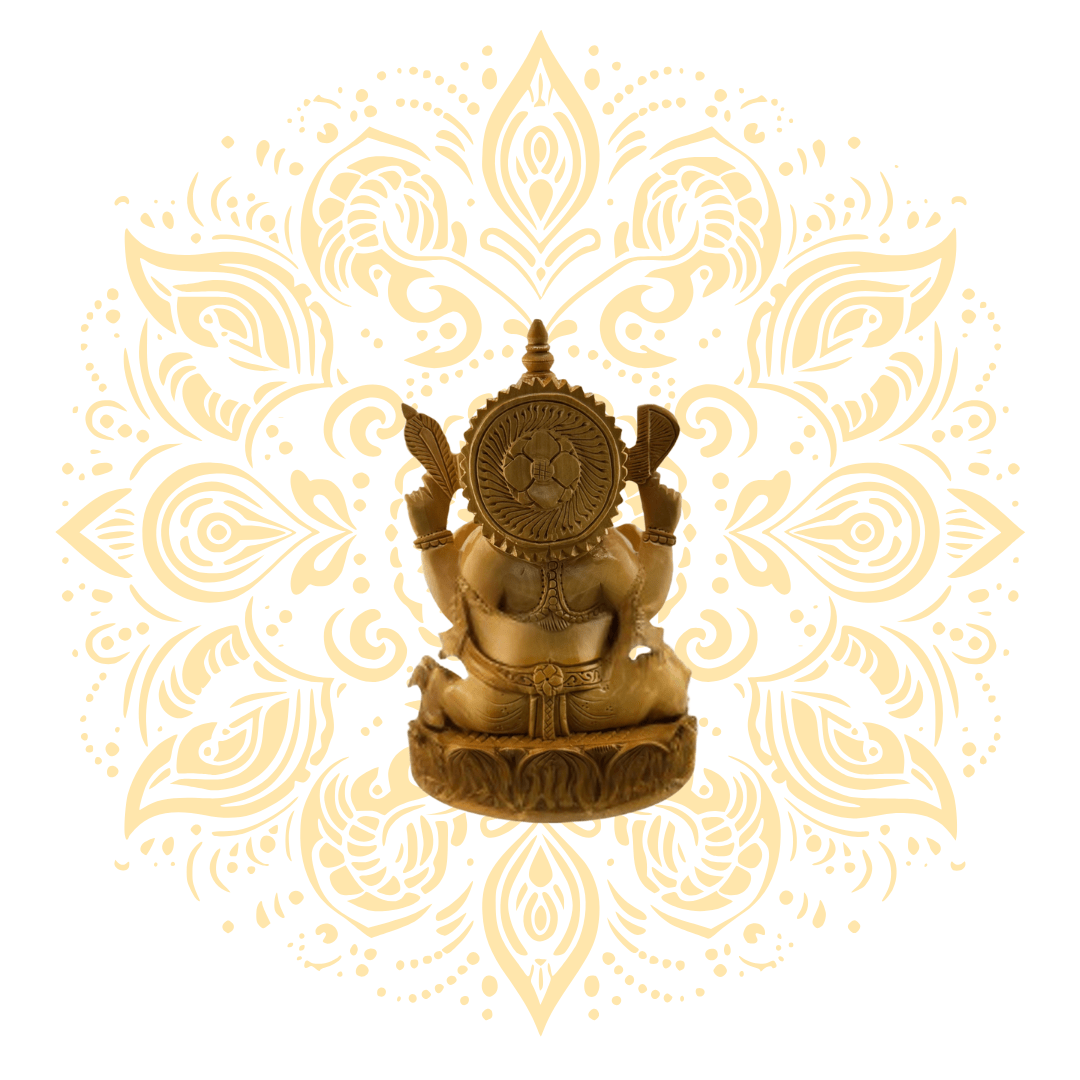 Hand-Carved Wooden Ganesh Murti 6" - Matchless Gifts4