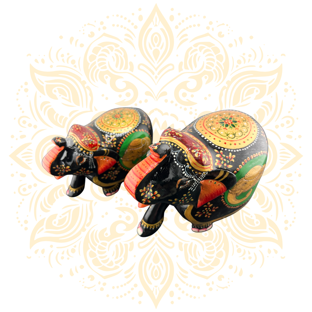 Wooden Black Painted Elephant