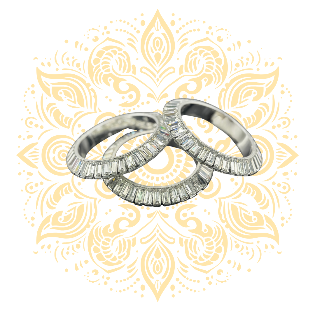 Women's White Mirror Bangles in 3 Sizes - Matchless Gifts
